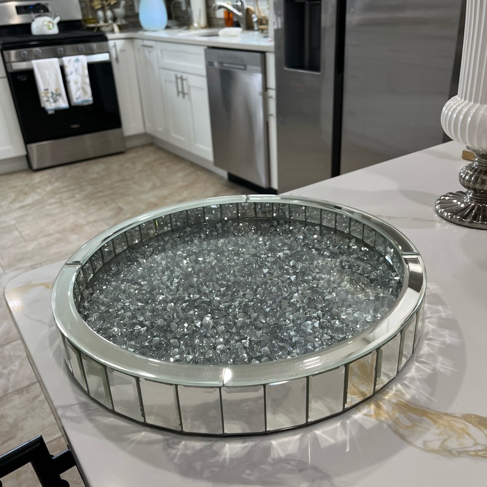 Elegant Silver Mirrored Tray